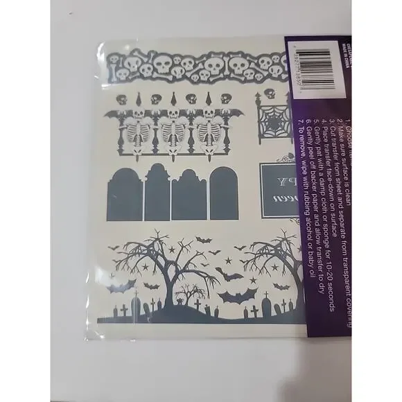 Halloween Transfers Sheet 5 Designs Trick Or Treat Pumpkins Apply Water Craft - Picture 3 of 4